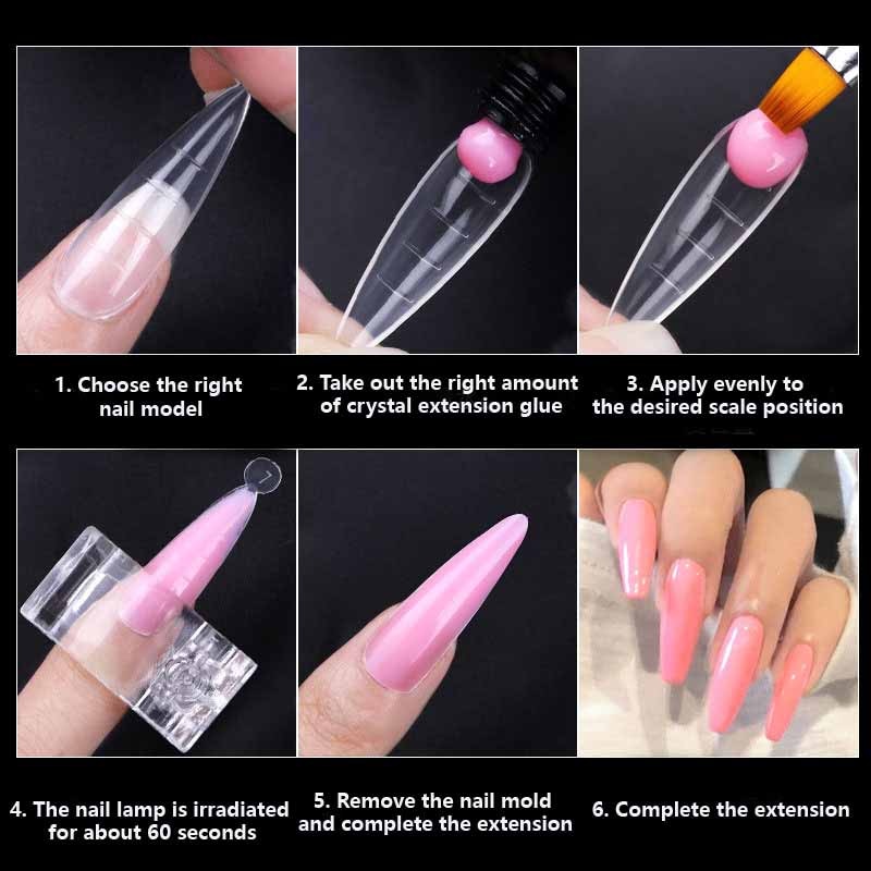 Acrylic Extension False Nail Tips Sculpted Full Cover Nail Tips Fake Finger UV Gel Polish Quick Building Mold Manicures Tool Set - Amazhona 