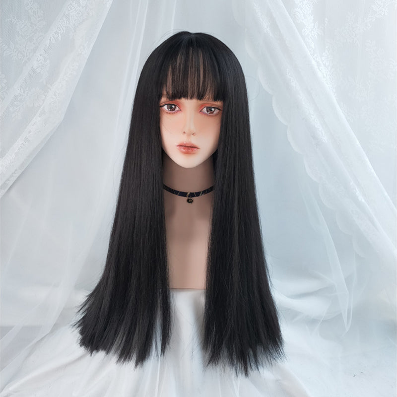 Air Bangs Long Straight Hair European And American Fashion Wig - Amazhona 