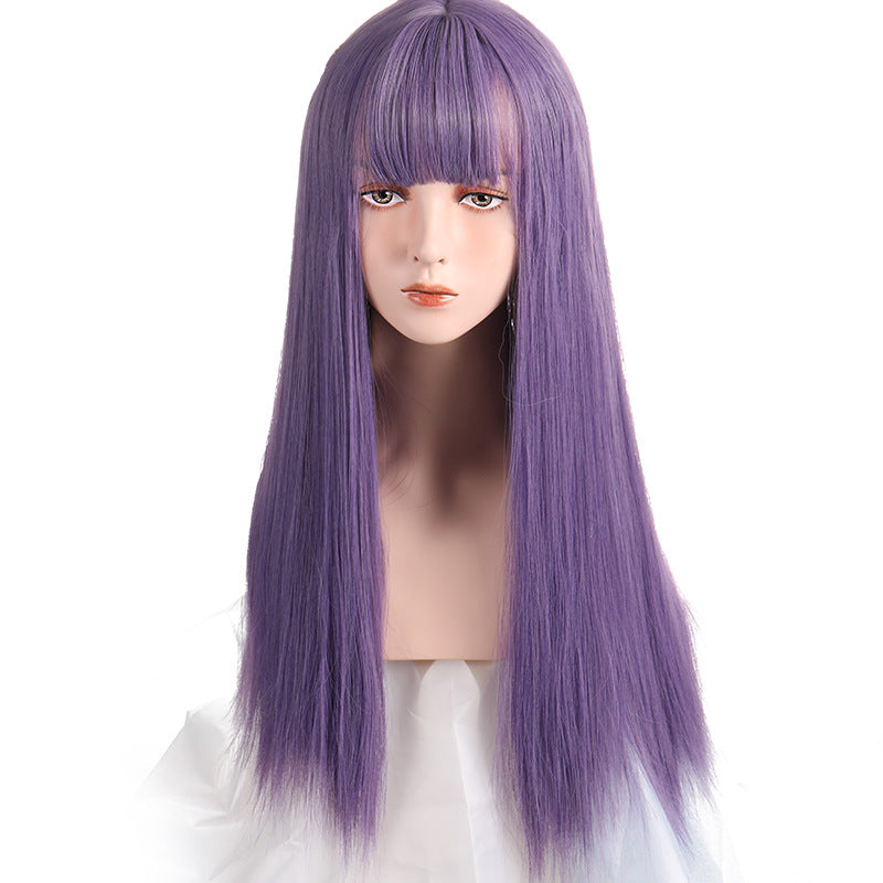 Air Bangs Long Straight Hair European And American Fashion Wig - Amazhona 