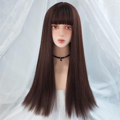 Air Bangs Long Straight Hair European And American Fashion Wig - Amazhona 