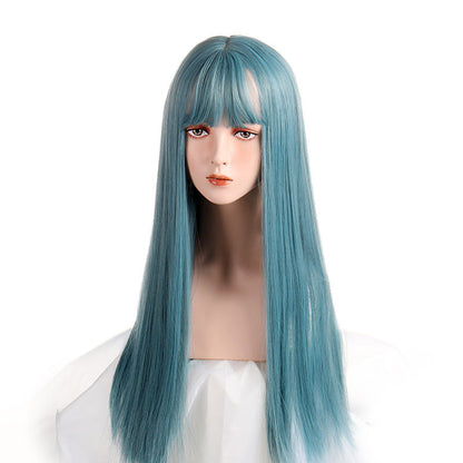 Air Bangs Long Straight Hair European And American Fashion Wig - Amazhona 