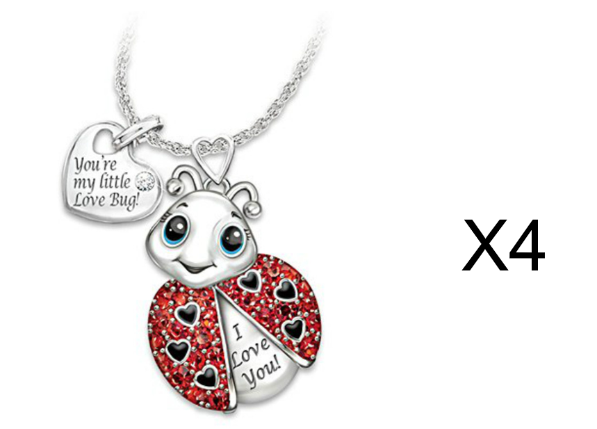 Animal Pendant Necklace Cute Ladybug Heart Shaped Red Rhinestone Letter Fashion Pendant - Amazhona 