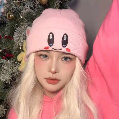 Anime Cartoon Cute beanie Hat Cosplay Warm Knitted Hat Eye Embroidery Elasticity Beanie Winter Girl Women Skull Cap 2021 - Amazhona 