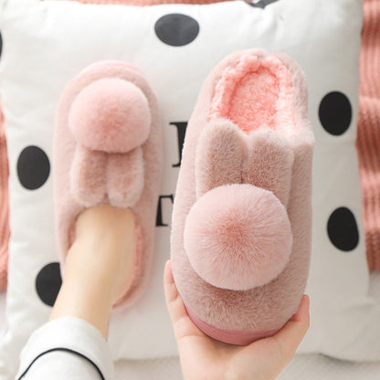 Antovo Winter Slippers Cute Rabbit Slippers Winter Home Slides Shoes Furry Slippers chausson hiver femme indoor slippers - Amazhona 