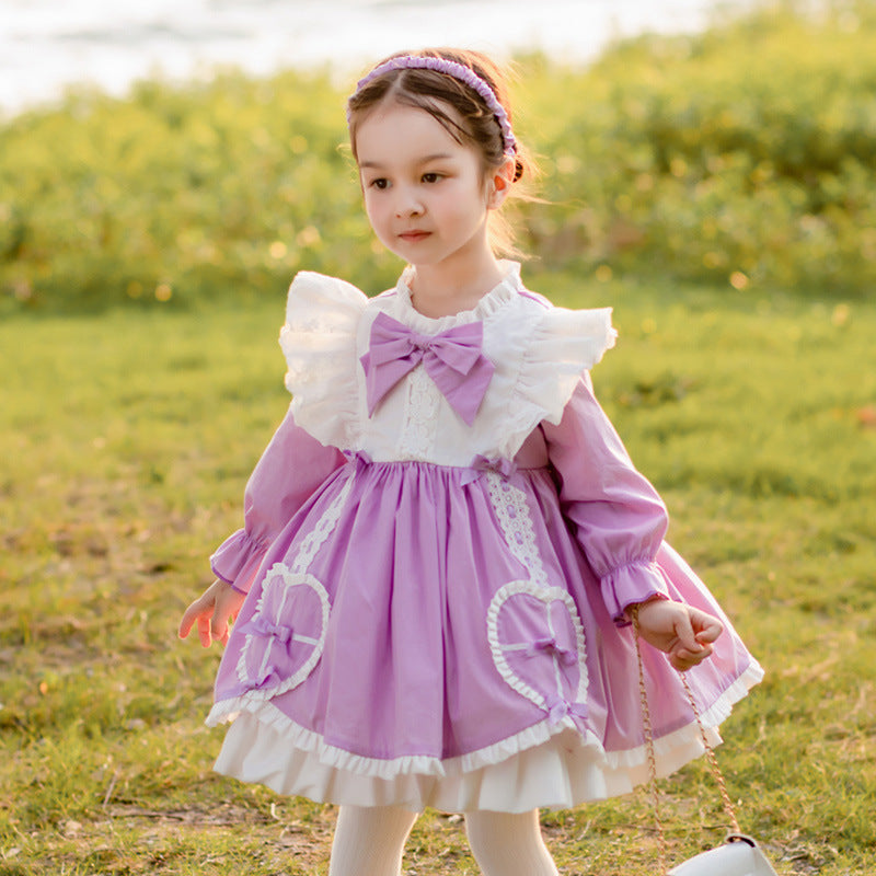 Autumn And Winter Bow Girls Puffy Dress - Amazhona 