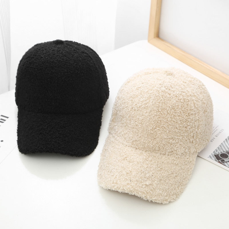 Autumn Winter Baseball Cap Women Artificial Lamb Wool Hats Version Tide  Warm Cap Plush Baseball Caps Spring Baseball Cap - Amazhona 