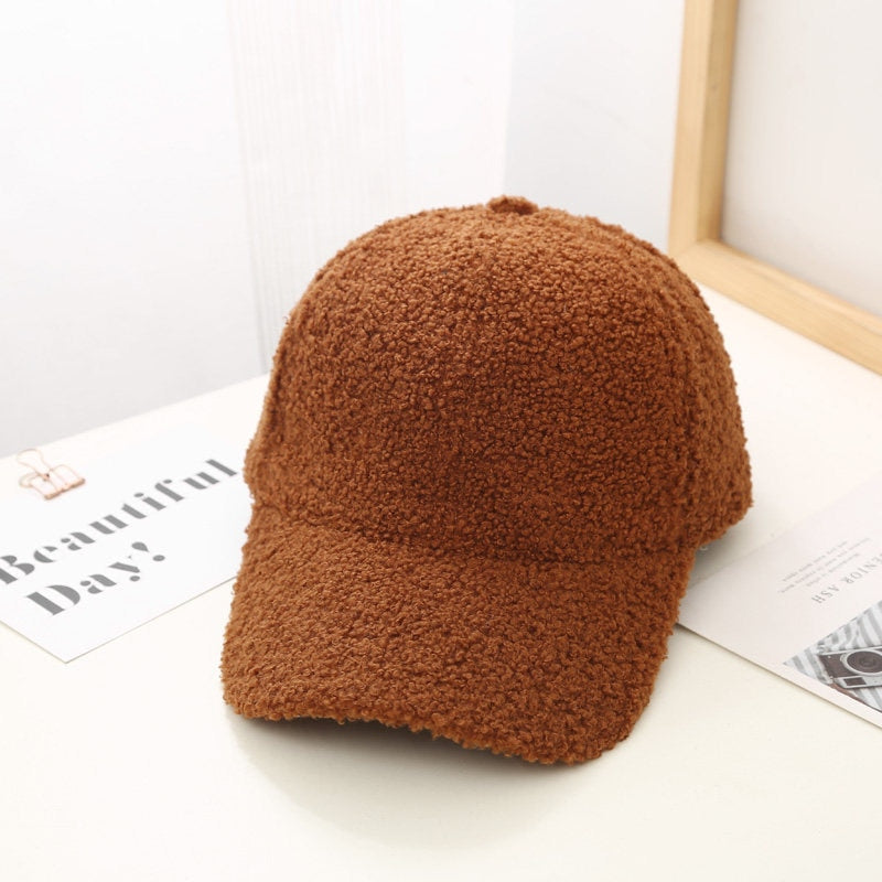 Autumn Winter Baseball Cap Women Artificial Lamb Wool Hats Version Tide  Warm Cap Plush Baseball Caps Spring Baseball Cap - Amazhona 