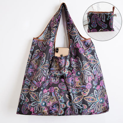 BIG Eco-Friendly Folding Shopping Bag Reusable Portable Shoulder Handbag for Travel Grocery Fashion Pocket Tote - Amazhona 