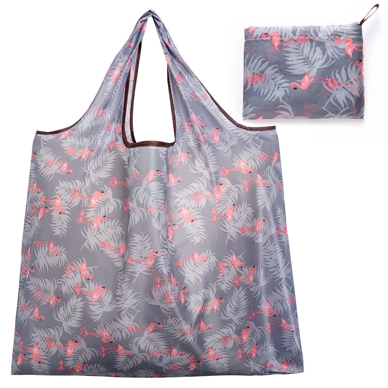 BIG Eco-Friendly Folding Shopping Bag Reusable Portable Shoulder Handbag for Travel Grocery Fashion Pocket Tote - Amazhona 