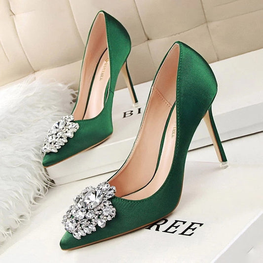 BIGTREE Shoes Rhinestone Women Pumps Stiletto Women Shoes Sexy High Heels Wedding Shoes Luxurious Women Heels Party Shoes Female - Amazhona 