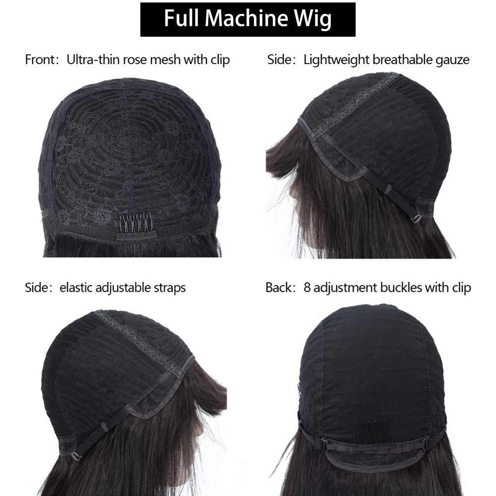 BOB Wig Full Mechanism Headgear Real Hair - Amazhona 