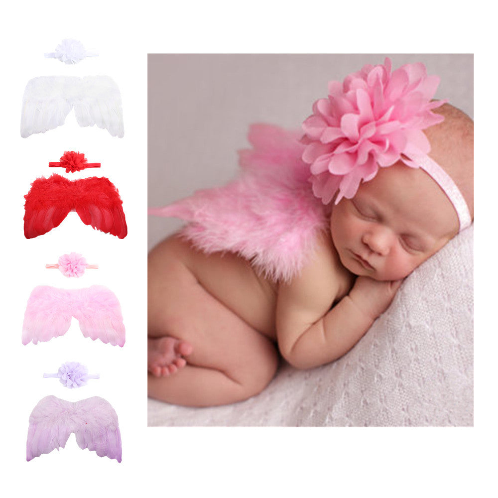 Baby Angel Wings Pointed Flower Hair Tie Set - Amazhona 