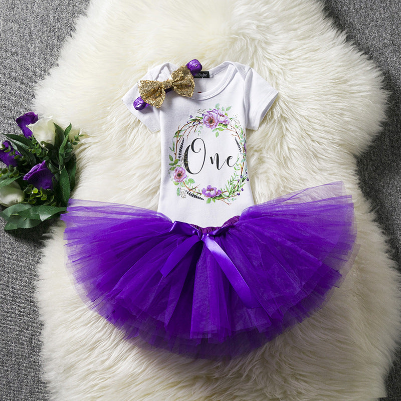 Baby Girl Tutu Skirt Mesh Short Sleeve Short Skirt - Amazhona 