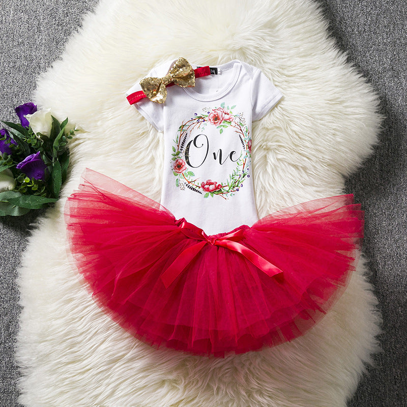 Baby Girl Tutu Skirt Mesh Short Sleeve Short Skirt - Amazhona 