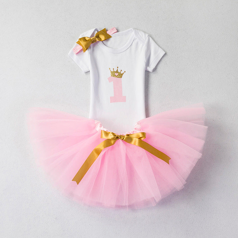 Baby Girl Tutu Skirt Mesh Short Sleeve Short Skirt - Amazhona 