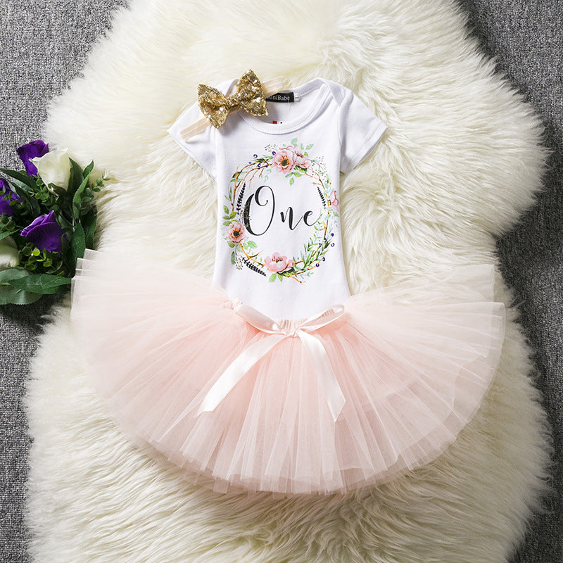 Baby Girl Tutu Skirt Mesh Short Sleeve Short Skirt - Amazhona 