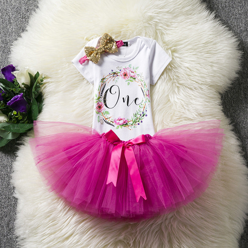 Baby Girl Tutu Skirt Mesh Short Sleeve Short Skirt - Amazhona 