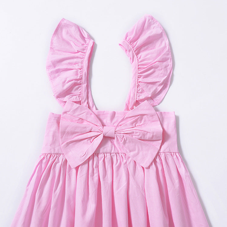 Baby Girl's Flying Sleeve Bow Dress - Amazhona 