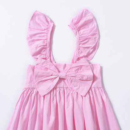 Baby Girl's Flying Sleeve Bow Dress - Amazhona 