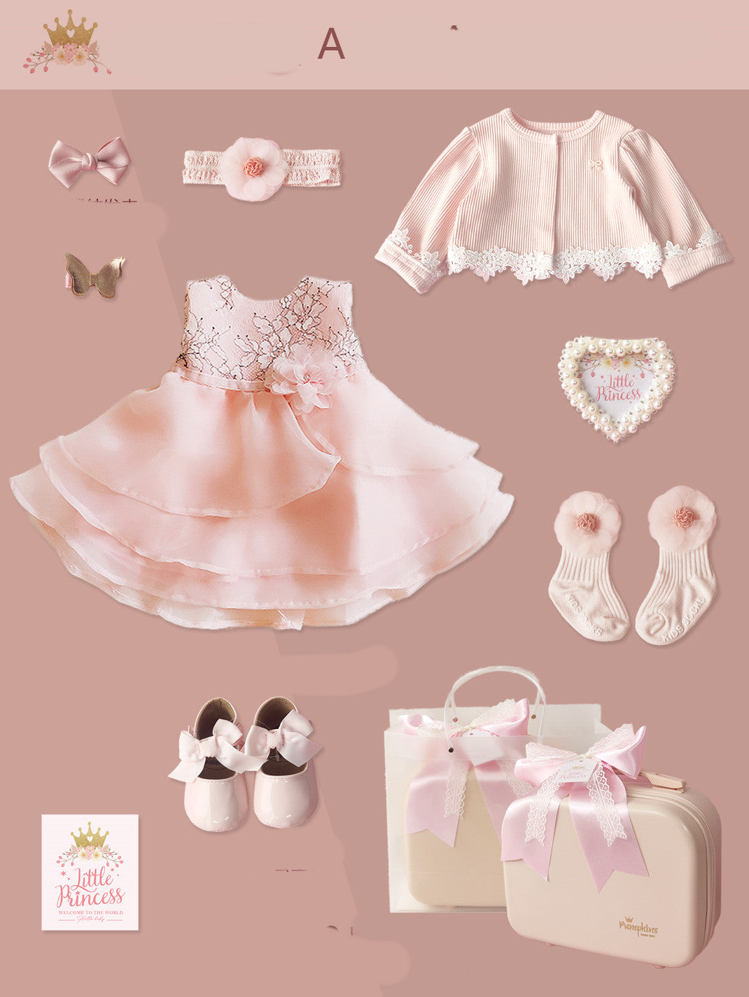 Baby High-end Gift Box Little Princess Dress Lace Dress Suit - Amazhona 