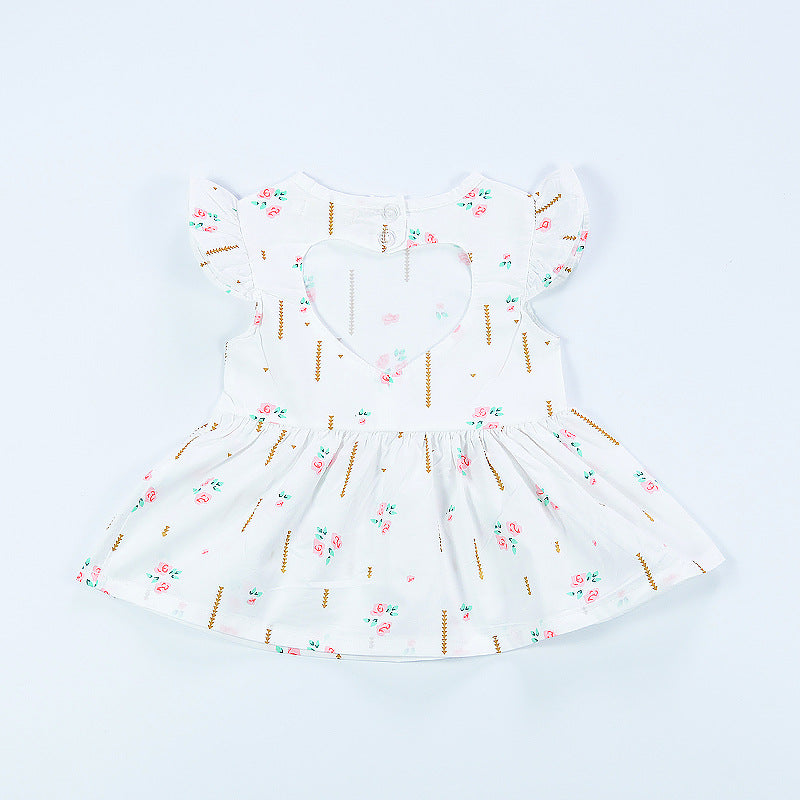 Baby Love Lvkong Dress Female Baby Fly Sleeve Flower Print Dress Cotton Children New Kids Clothing - Amazhona 