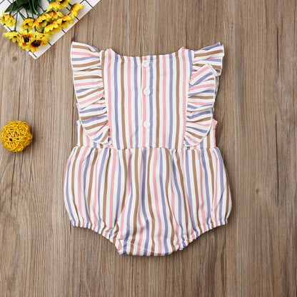 Baby Romper Baby Romper Cotton And Linen Pleated Trim Triangle Romper - Amazhona 