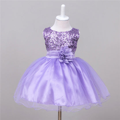 Baby Sequin Dress Flower Girl Wedding Princess Dress - Amazhona 