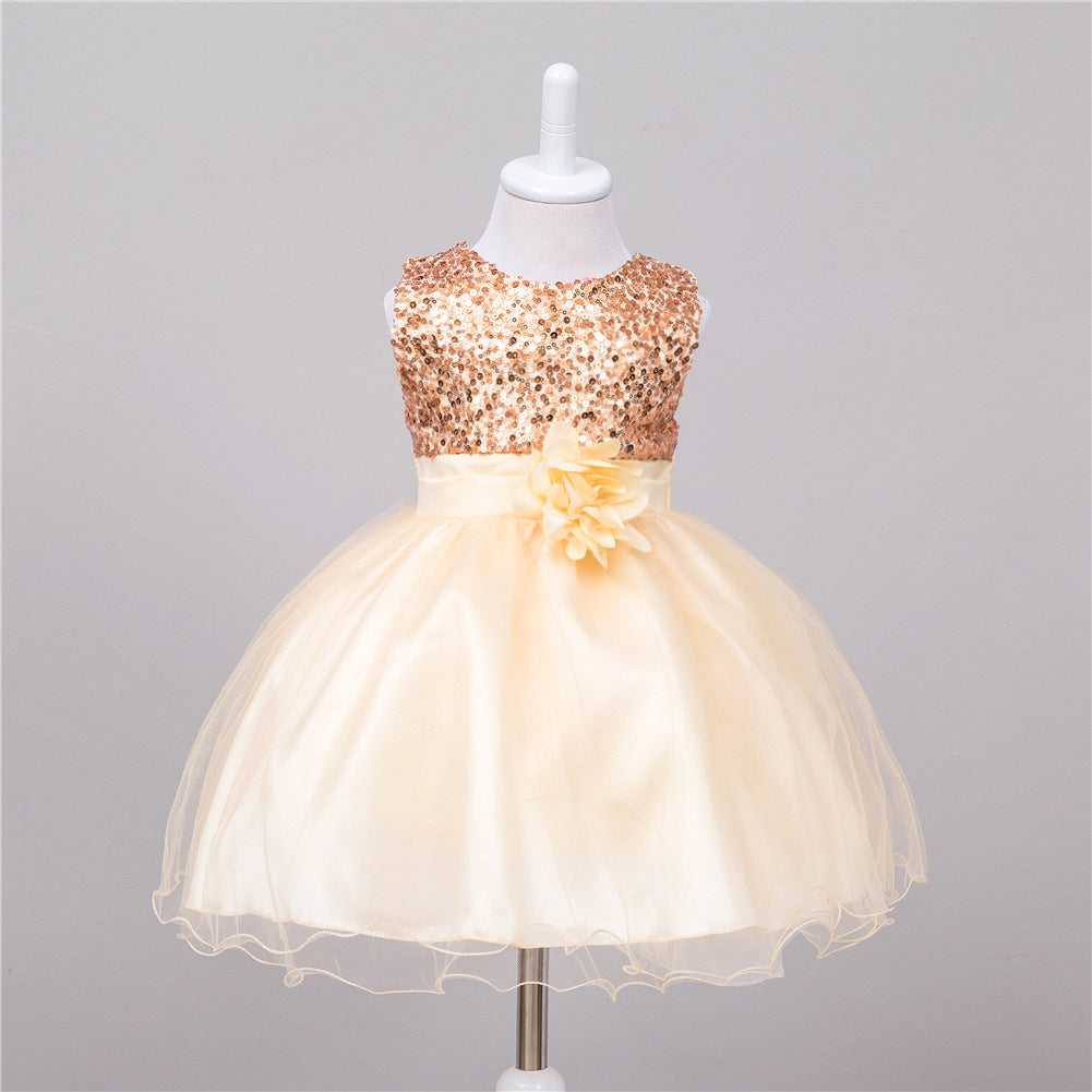 Baby Sequin Dress Flower Girl Wedding Princess Dress - Amazhona 