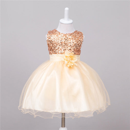 Baby Sequin Dress Flower Girl Wedding Princess Dress - Amazhona 