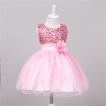 Baby Sequin Dress Flower Girl Wedding Princess Dress - Amazhona 