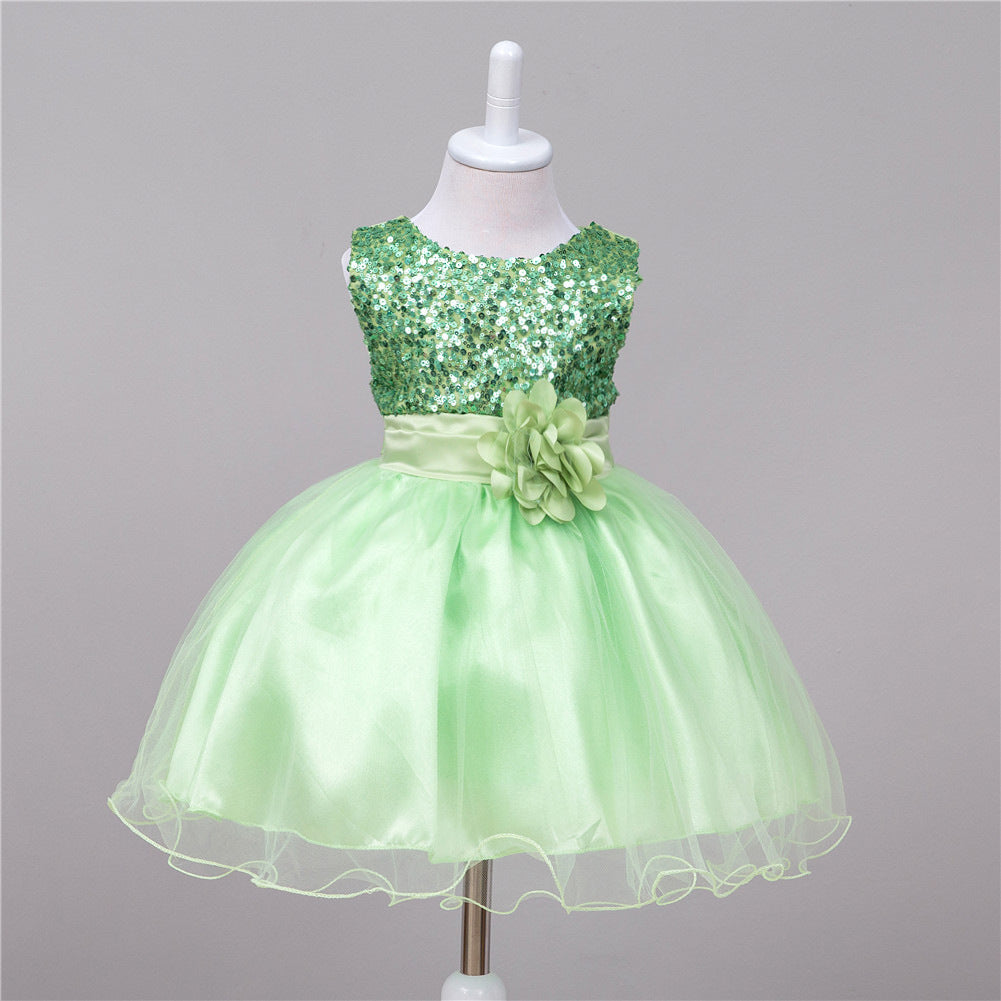 Baby Sequin Dress Flower Girl Wedding Princess Dress - Amazhona 