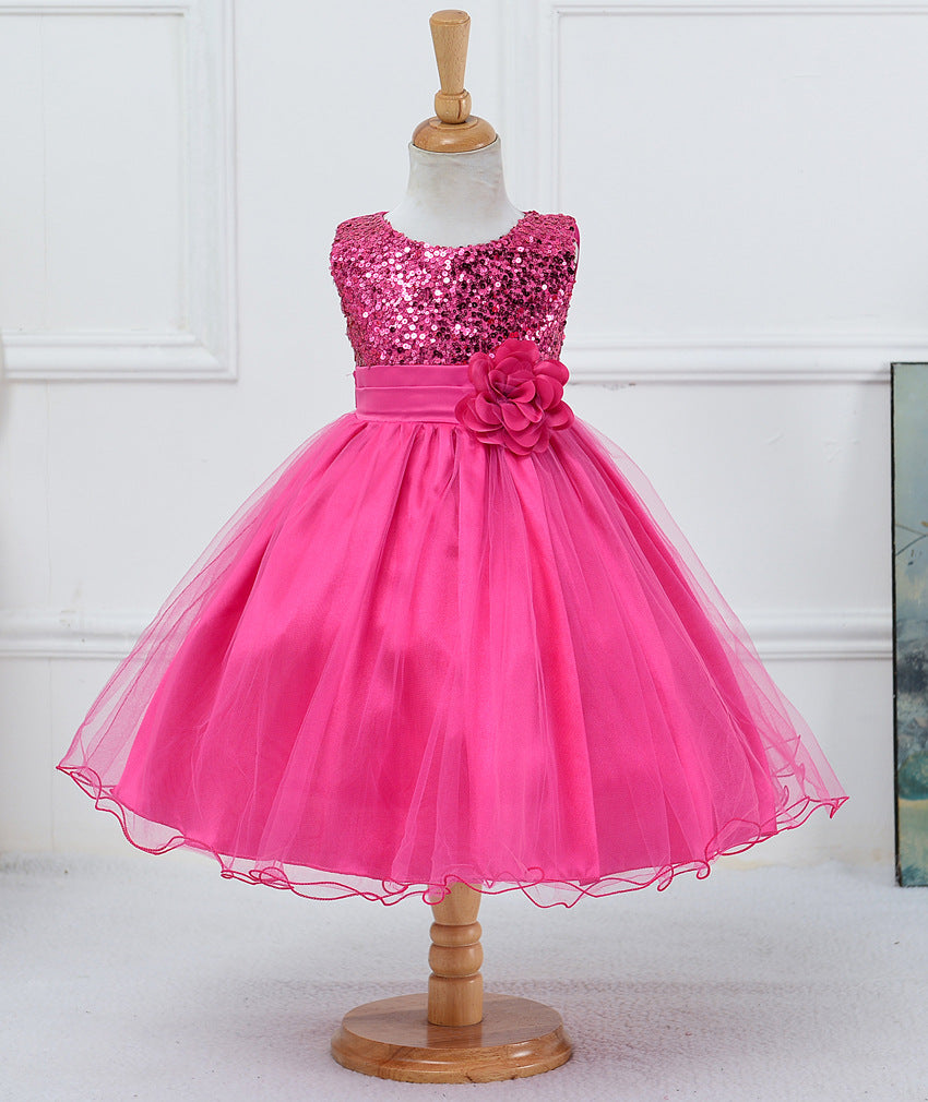 Baby Sequin Dress Flower Girl Wedding Princess Dress - Amazhona 