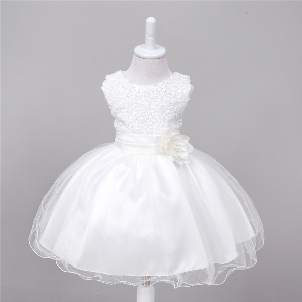 Baby Sequin Dress Flower Girl Wedding Princess Dress - Amazhona 