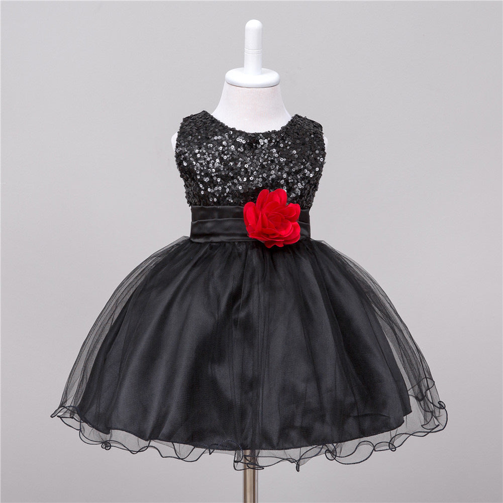 Baby Sequin Dress Flower Girl Wedding Princess Dress - Amazhona 