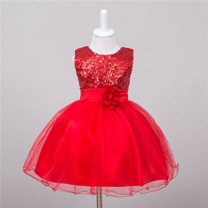 Baby Sequin Dress Flower Girl Wedding Princess Dress - Amazhona 