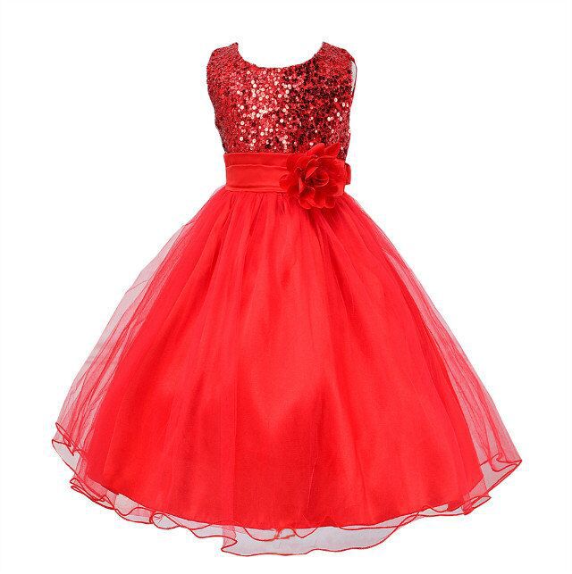 Baby Sequin Dress Flower Girl Wedding Princess Dress - Amazhona 