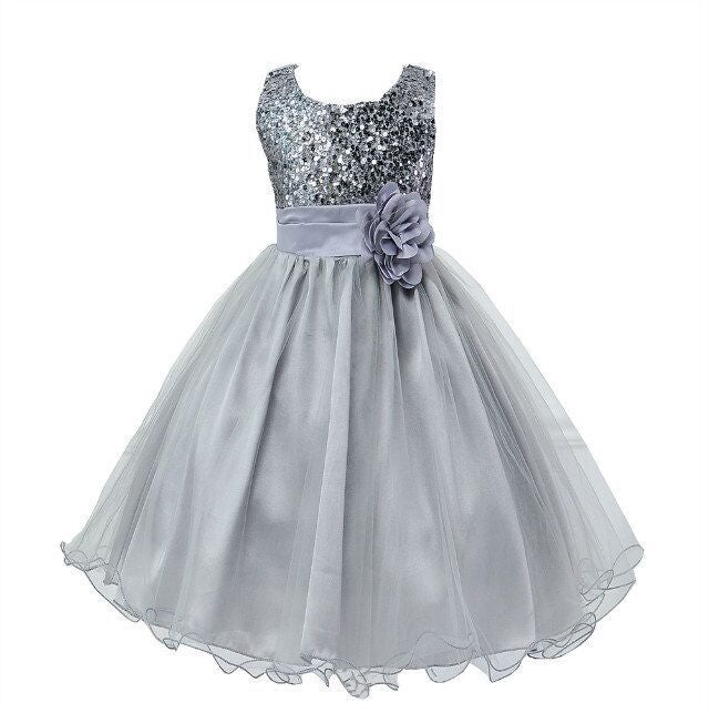 Baby Sequin Dress Flower Girl Wedding Princess Dress - Amazhona 