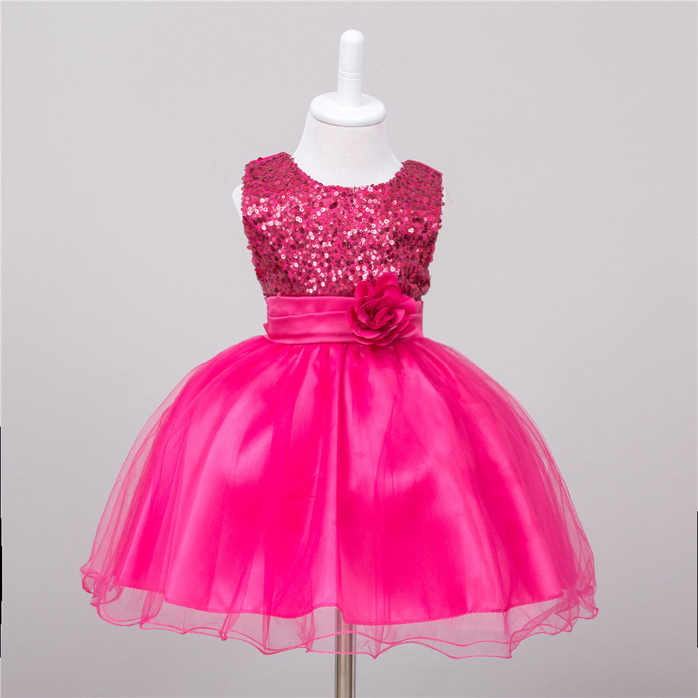 Baby Sequin Dress Flower Girl Wedding Princess Dress - Amazhona 