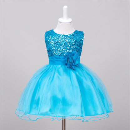 Baby Sequin Dress Flower Girl Wedding Princess Dress - Amazhona 