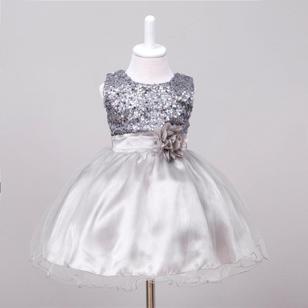 Baby Sequin Dress Flower Girl Wedding Princess Dress - Amazhona 