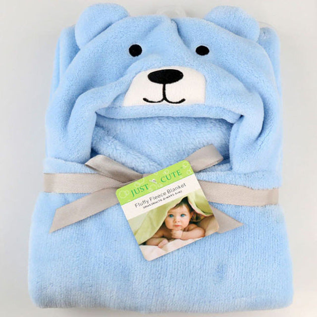 Baby fleece bath towel hooded towels bathrobe - Amazhona 