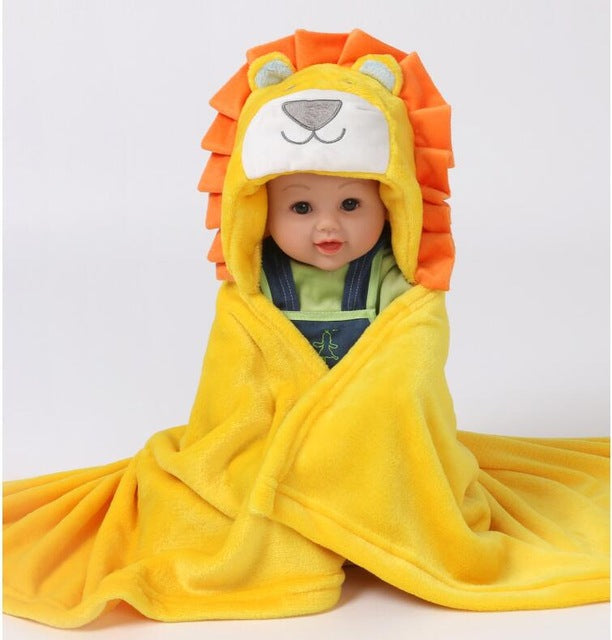 Baby fleece bath towel hooded towels bathrobe - Amazhona 