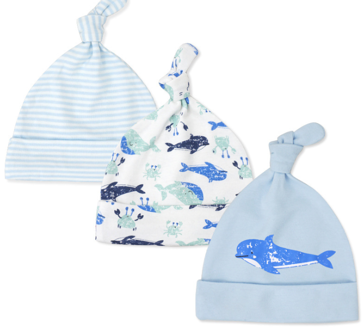 Baby hat 0-6 months newborn cotton baby cap men and women baby spring and summer 3 pieces - Amazhona 