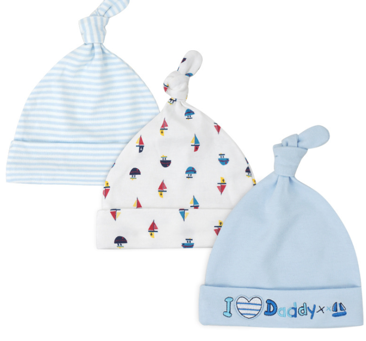 Baby hat 0-6 months newborn cotton baby cap men and women baby spring and summer 3 pieces - Amazhona 