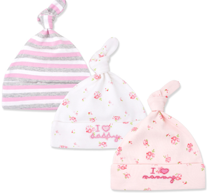 Baby hat 0-6 months newborn cotton baby cap men and women baby spring and summer 3 pieces - Amazhona 