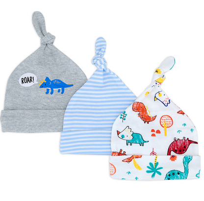 Baby hat 0-6 months newborn cotton baby cap men and women baby spring and summer 3 pieces - Amazhona 