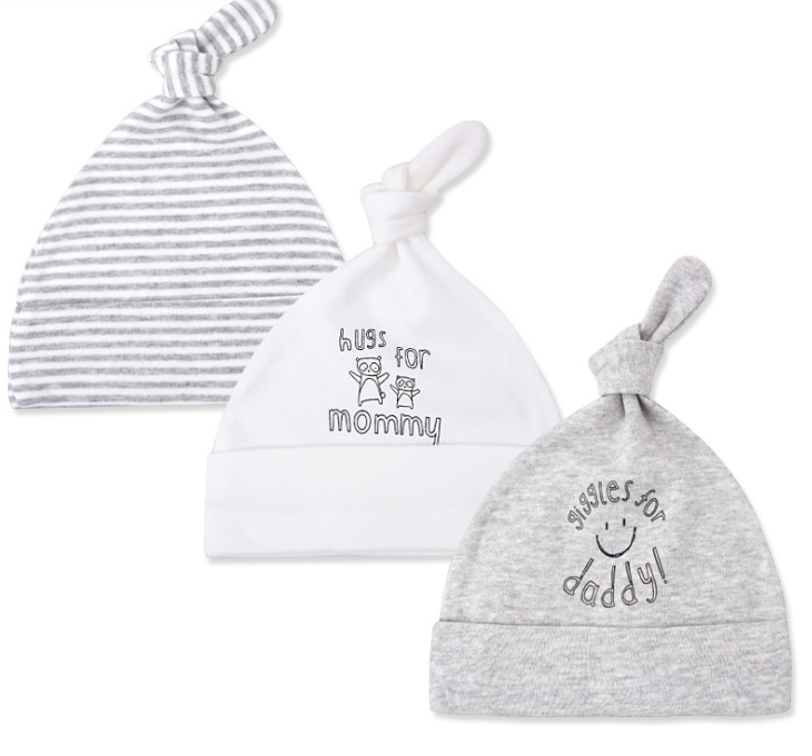 Baby hat 0-6 months newborn cotton baby cap men and women baby spring and summer 3 pieces - Amazhona 