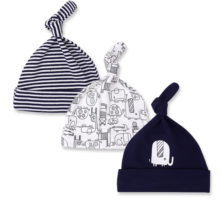 Baby hat 0-6 months newborn cotton baby cap men and women baby spring and summer 3 pieces - Amazhona 