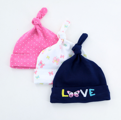 Baby hat 0-6 months newborn cotton baby cap men and women baby spring and summer 3 pieces - Amazhona 