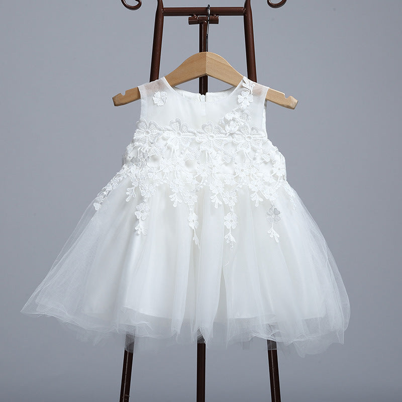 Baby's full moon, baby's wedding dress, princess dress, children's dress, lace cap, fluffy dress, photo studio - Amazhona 